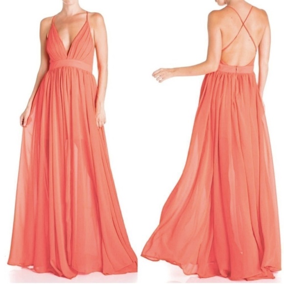 New Meghan Los Angeles Enchanted Garden Maxi Dress Orange Blush Sz S - Picture 1 of 14